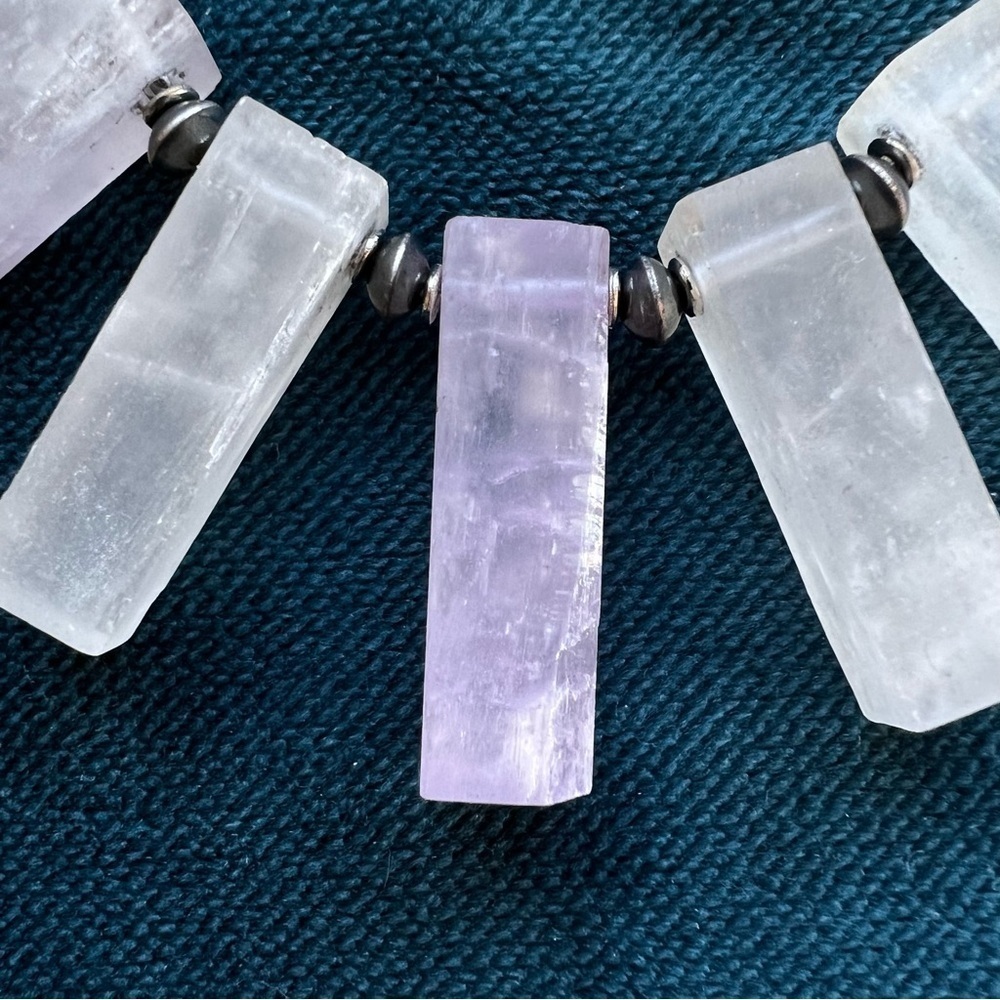 Sterling Silver Rose Quartz Solid Block Clouds Ne… - image 7